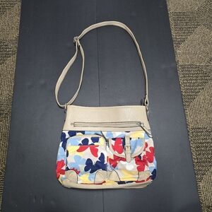 Boho Butterfly Print Crossbody Purse Multi-Pocket Shoulder Bag Faux Leather Casu